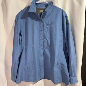 LL Bean No Fly Zone Shirt Long Sleeve Fishing Roll Tab Vented Men’s X Large Blue